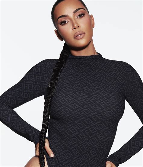 kim kardashian fendi skims|fendi x high neck bodysuit.